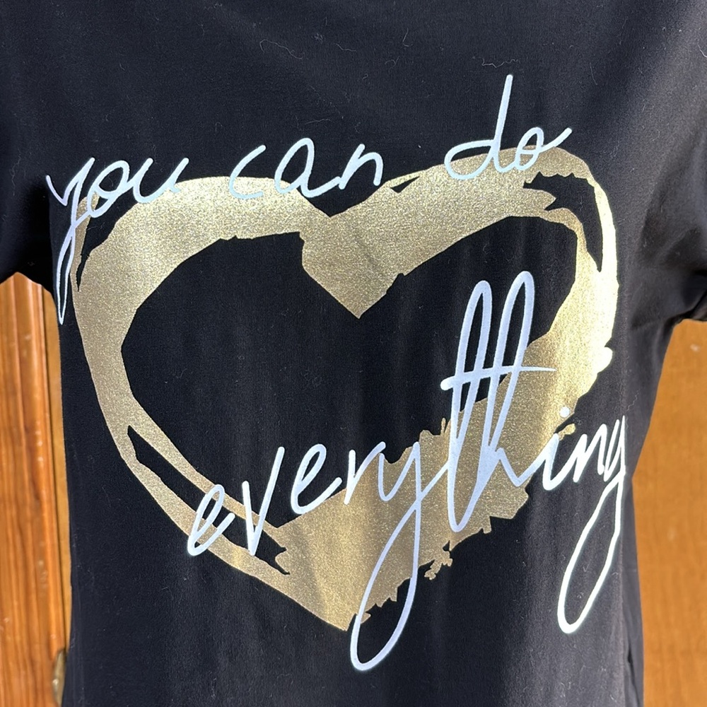 Women’s graphic tee. NWOT. Size small. Black with gold accents. - Picture 2 of 8